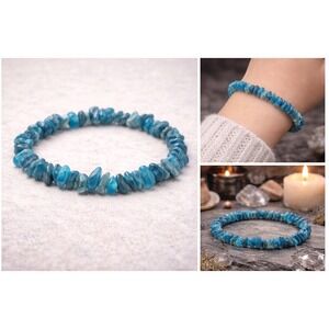 Blue‎ Apatite Chip Crystal Bracelet Boho Witchy Spiritual Jewelry Apothecary